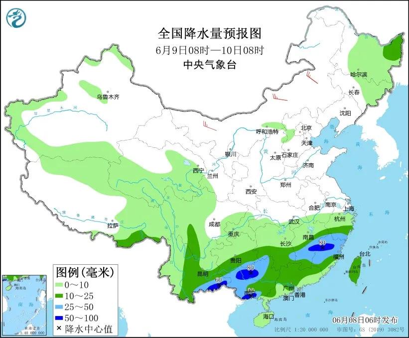 未來三天國內天氣預報（6月8日）