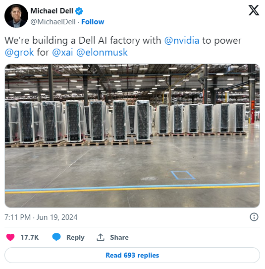 戴爾、超微為 xAI 超級計算機提供服務器機架