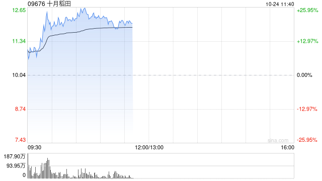 十月稻田早盤拉升逾22% 近日獲南向資金不斷增持