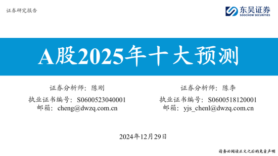 東吳策略：A股2025年十大預測