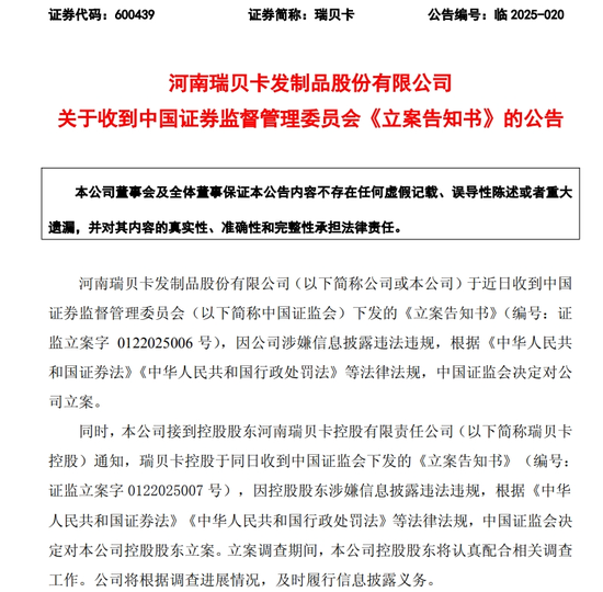 600439，涉嫌信息披露違法違規，被證監會立案