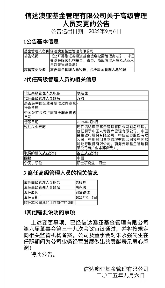 5年半規模增長8倍！朱永強功成身退 信達澳亞基金實現從百億到千億的 “跨越發展”